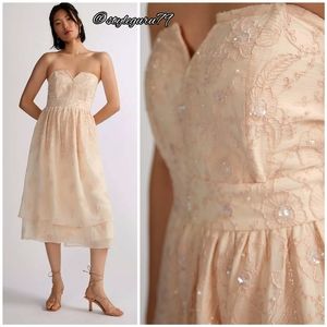 NWT, Anthropologie, Forever That Girl Embellished Embroidered Strapless Dress